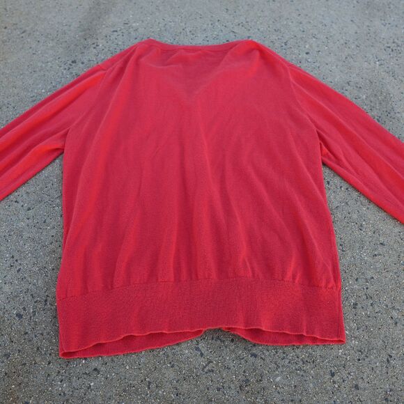 J.Crew Clare Cardigan Red Cotton Button Up Cottagecore Sweater L w/ Flaw - Picture 7 of 7